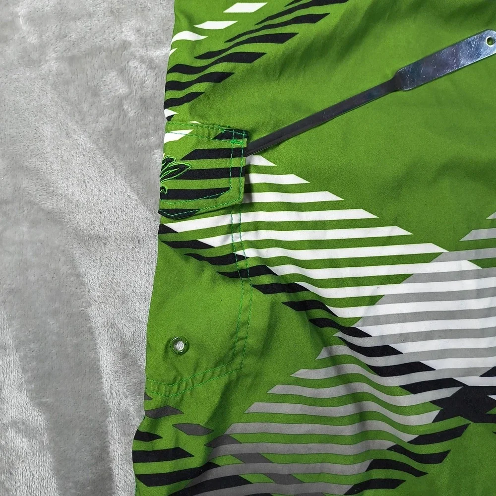 Oneill Board Shorts Mens 42 Green Embroidered‎ Plaid Y2K Swim Trunks Surf New